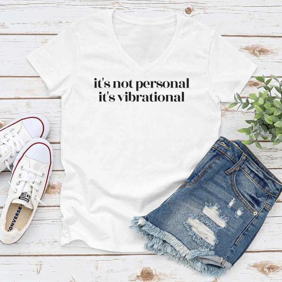 Yoga Gifts - Its Not Personal Its Vibrational Women V-Neck T-Shirt | Mazezy  CA