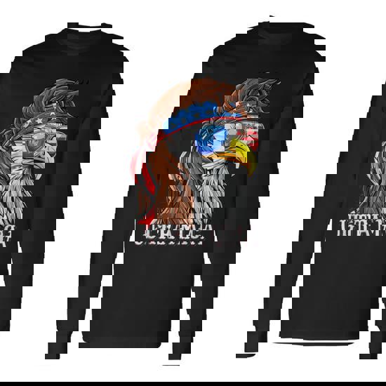 Ultra Maga Trump Sunglasses Eagle Head Usa Flag Bandana Long Sleeve T-Shirt