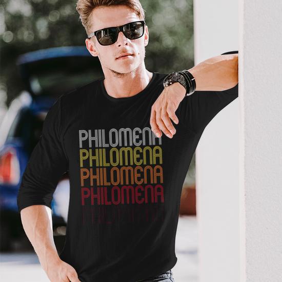 Philomena Retro Wordmark Pattern Vintage Style Long Sleeve T-Shirt