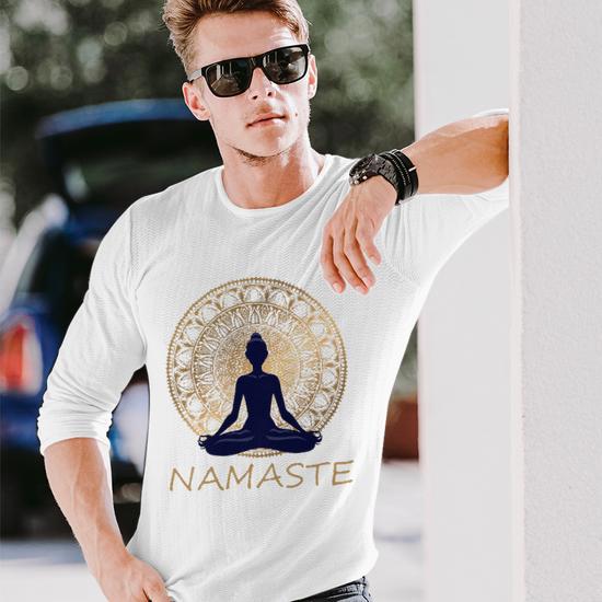 Namaste Yoga Dress Meditation Clothes Lotus Position Long Sleeve T Shirt Mazezy DE