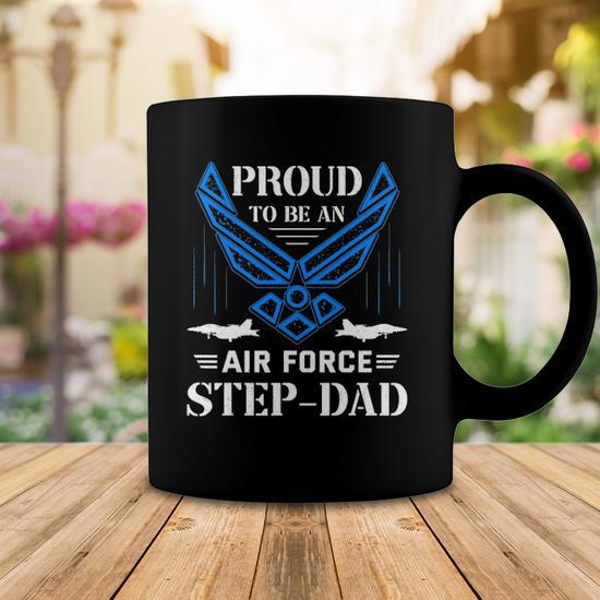 Proud Air Force Step-Dad Funny American Flag Coffee Mug | Mazezy DE