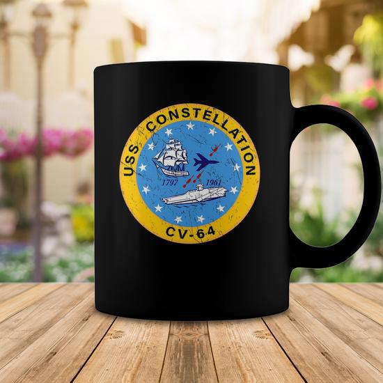 Retro Cv 64 Uss Constellation US Naval Aircraft Carrier Coffee Mug | Mazezy