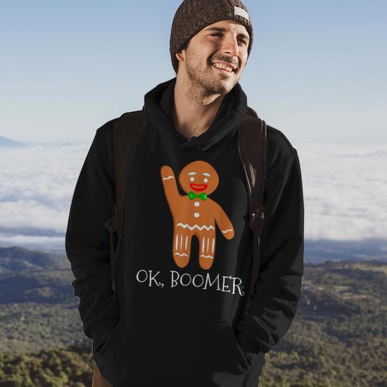 Ok Boomer Meme Millennials Gen Z Funny Xmas Gingerbread Man Hoodie