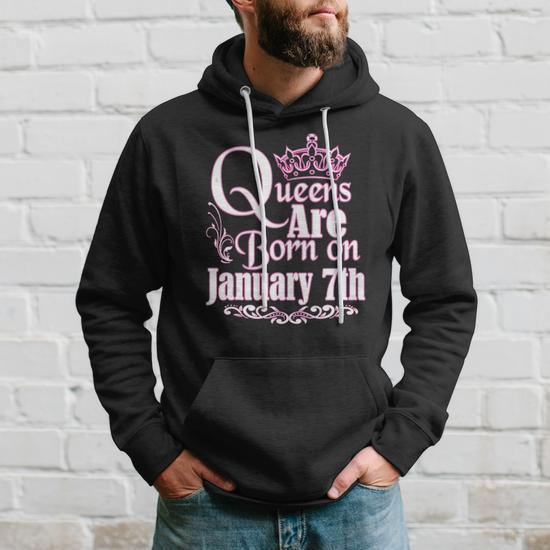 Queens Are Born On January 7Th Capricorn Aquarius Birthday Hoodie