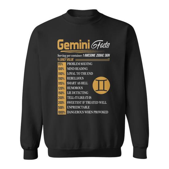 Gemini Zodiac Gemini Facts Birthday Sweatshirt | Seseable UK