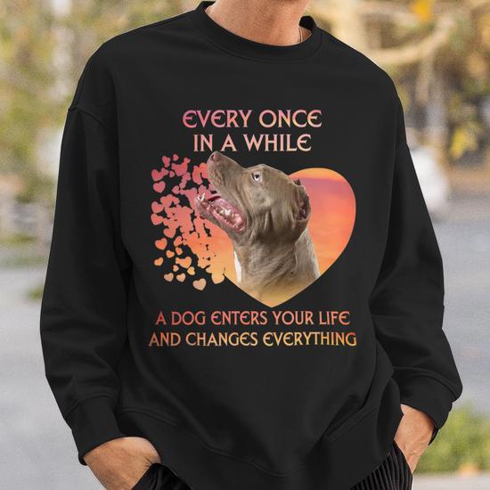 Every Once In A While A Pit Bull Enters You Life T Shirt Sweatshirt Seseable UK