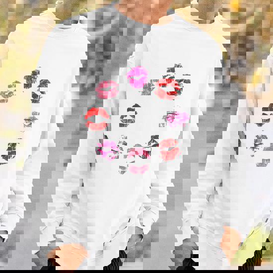 Mens Kiss Lipstick Print Lip Design Makeup Cute And Trendy Design Sweatshirt  | Mazezy