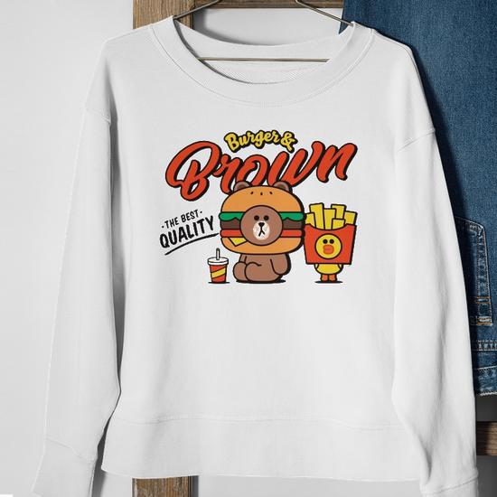 Line Friends Burger Brown Sweatshirt Mazezy