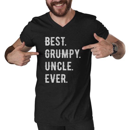 Men's Funny Best Grumpy Uncle Ever Grouchy Uncle Gift Men V Neck T-shirt