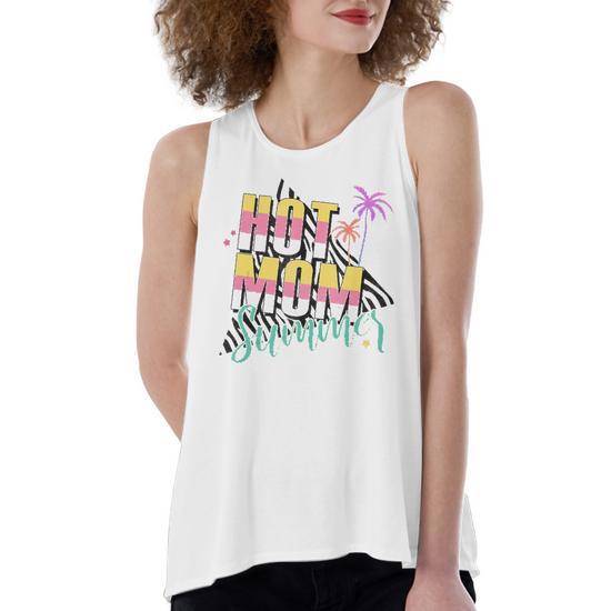 Funny Hot Mom Summer Palm Tree Women Open Back Split Tank Top