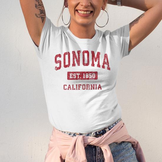 Sonoma California Ca Vintage Sports Red Jersey T-Shirt