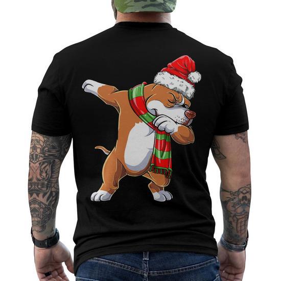 Dabbing Pit Bull Santa Christmas Kids Boys Xmas Dog T Shirt Men s T shirt Back Print Seseable UK