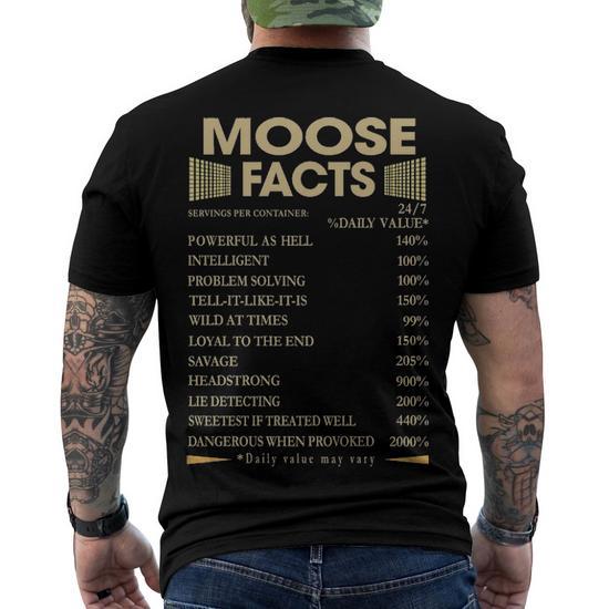 Moose Name Gift Moose Facts Men's Crewneck Short Sleeve Back Print T-Shirt