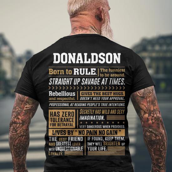 Donaldson Born to Rule Men's Crewneck Short Sleeve Back Print T-Shirt - Back View