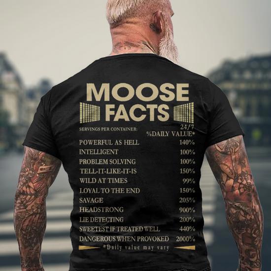 Moose Name Gift Moose Facts Men's Crewneck Short Sleeve Back Print T-Shirt - Back View