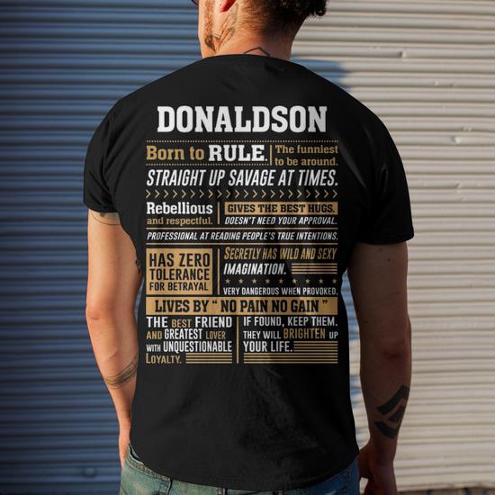  Donaldson Born to Rule Men's Crewneck Short Sleeve Back Print T-Shirt - Side View