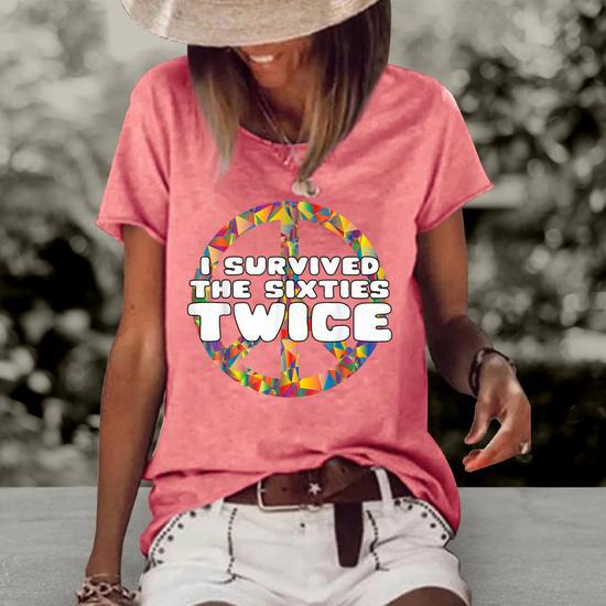 I Survived the 60s Twice 70th Birthday Women's Short Sleeve Loose T-Shirt - Back View