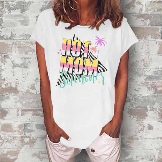 Funny Hot Mom Summer Palm Tree Women T-Shirt