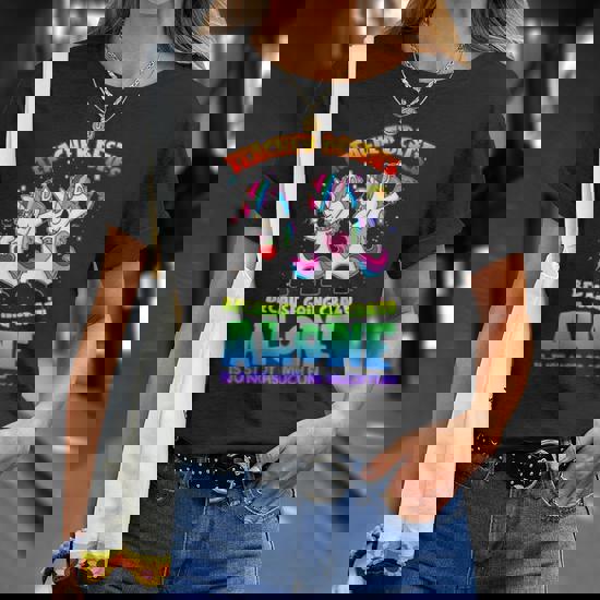 Teacher Besties Because Going Crazy Alone Shirt Unicorn Dab