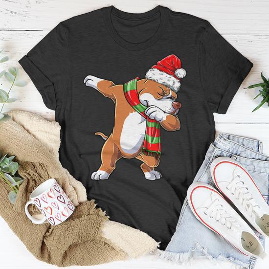 Dabbing Pit Bull Santa Christmas Gifts Kids Boys Xmas Dog T Shirt Unisex T Shirt Seseable UK