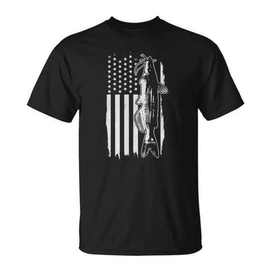 Catfish American Flag Patriotic Catfishing Fishing Gift Unisex T-Shirt