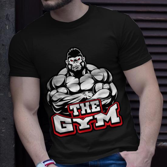 Funny Monkey Gorilla Gym Training Men's Unisex T-Shirt - Side View