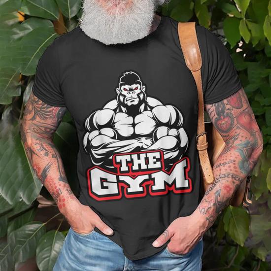 Funny Monkey Gorilla Gym Training Men's Unisex T-Shirt - Front View