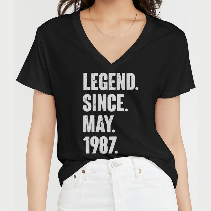 35 Years Old Gift 35Th Birthday Legend Since May 1987 Gift Women V-Neck T-Shirt