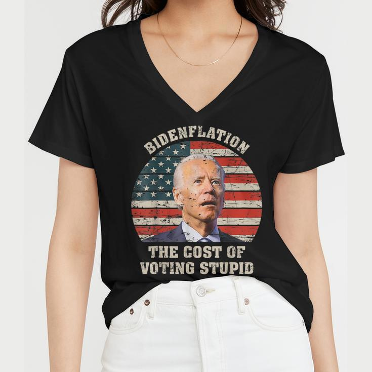 4Th Of July Bidenflation The Cost Of Voting Stupid Biden Women V-Neck T-Shirt