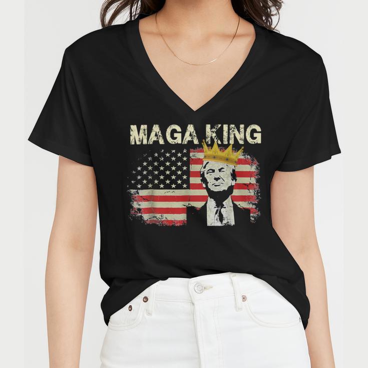 Anti Joe Biden Ultra Maga The Return Of The Great Maga King V2 Women V-Neck T-Shirt