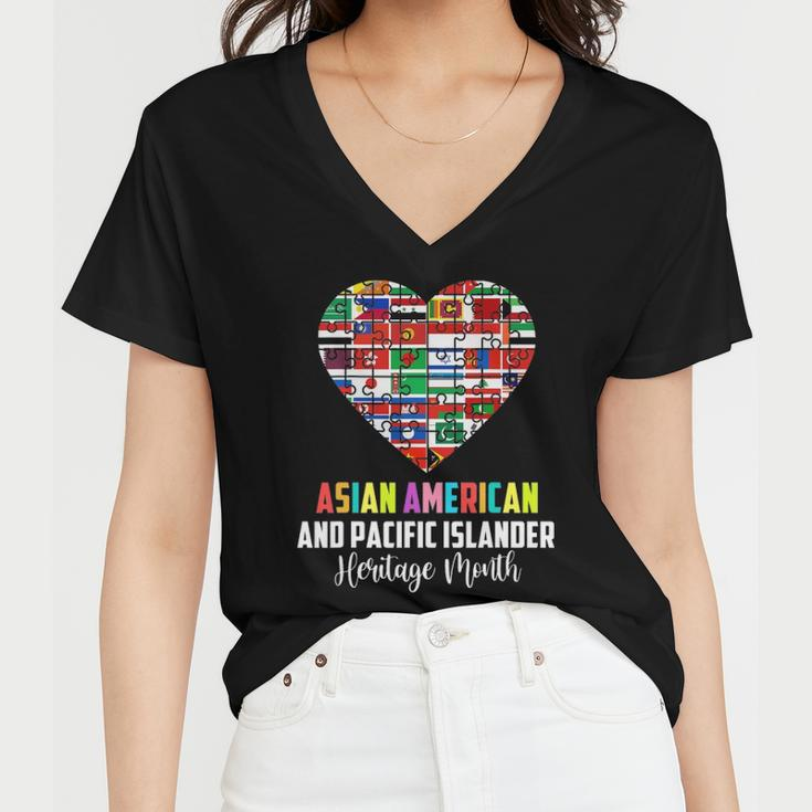 Asian American And Pacific Islander Heritage Month Heart Women V-Neck T-Shirt