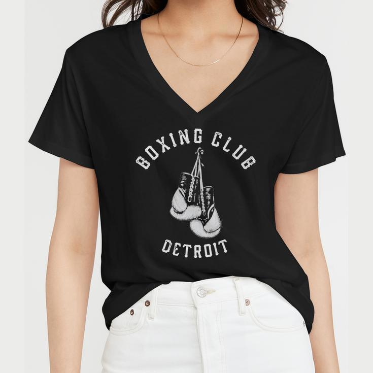 Boxing Club Detroit Distressed Gloves Women V-Neck T-Shirt