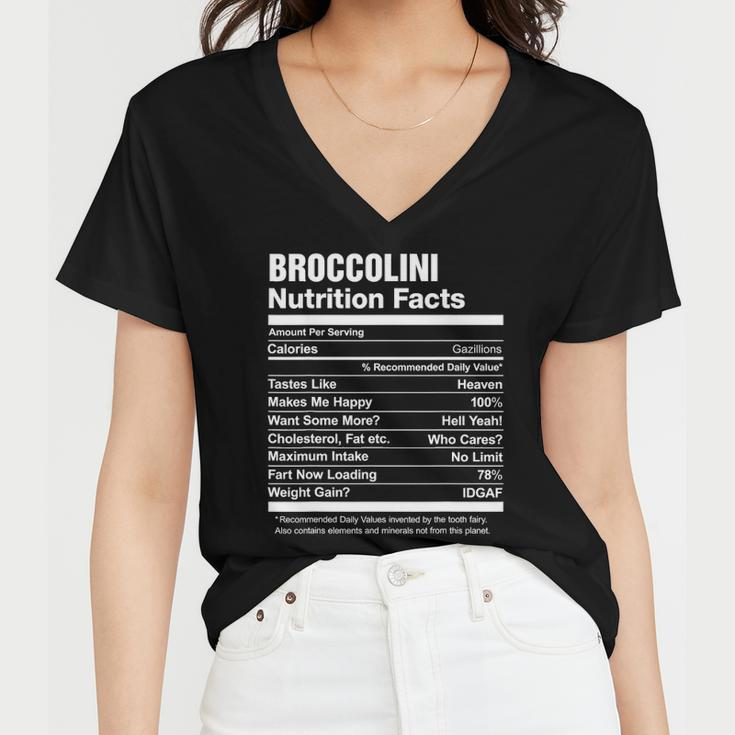 Broccolini Nutrition Facts Funny Women V-Neck T-Shirt