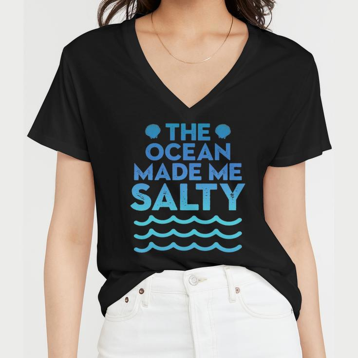 Cute Salt Water Beaches Ocean Make Me Salty Sea Shells Women V-Neck T-Shirt