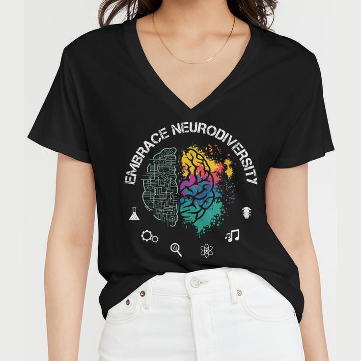 Embrace Neurodiversity Funny Women V-Neck T-Shirt