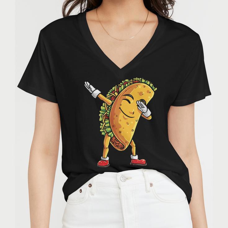 Funny Dabbing Taco Cinco De May Mexican Food V5 Women V-Neck T-Shirt