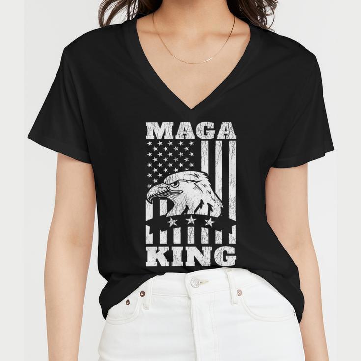 Funny Maga King Trump Supporter Gift Maga King Women V-Neck T-Shirt