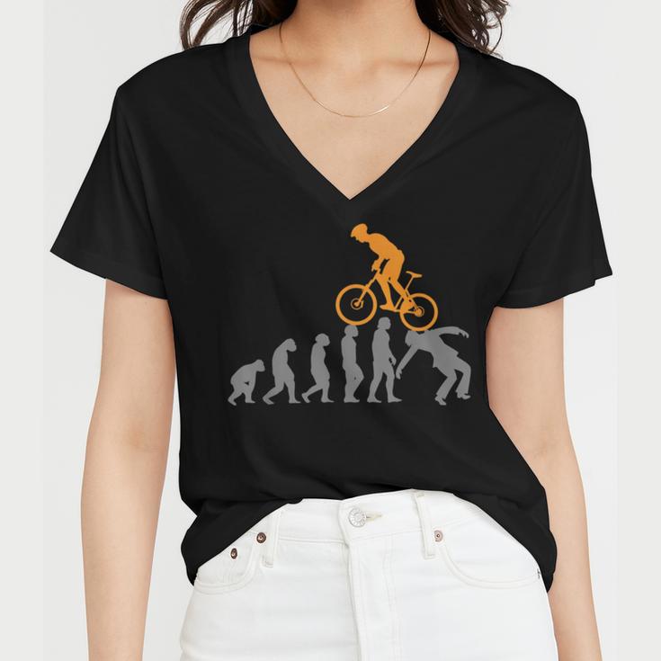 Funny Mountain Bike Evolution Biker Best Women V-Neck T-Shirt