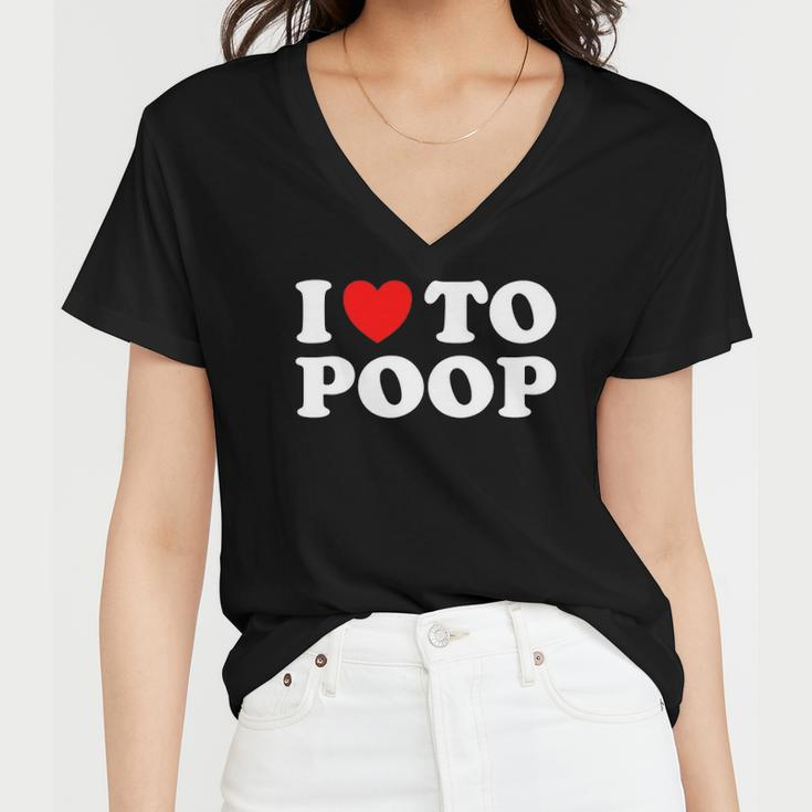 Funny Red Heart I Love To Poop Women V-Neck T-Shirt