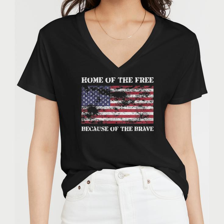 Home Of The Free Because Brave Grunge Women V-Neck T-Shirt