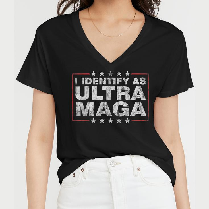 I Identify As Ultra Maga Support Great Maga King 2024 Women V-Neck T-Shirt