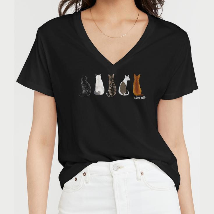 I Love Cats For Cat Lovers Raglan Baseball Tee Women V-Neck T-Shirt