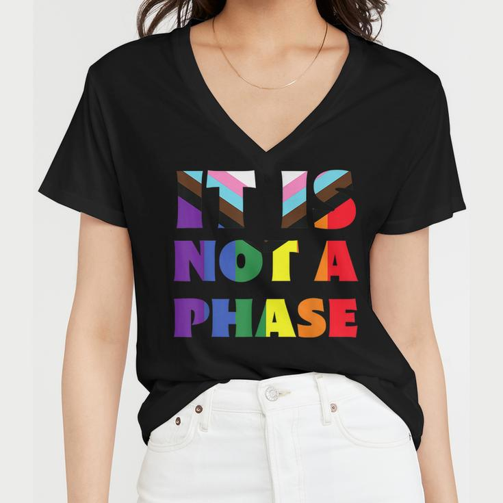Its Not A Phase Lgbtqia Rainbow Flag Gay Pride Ally Women V-Neck T-Shirt