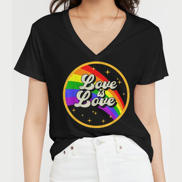 Love Is Love Rainbow Lgbt Gay Lesbian Pride Women V-Neck T-Shirt