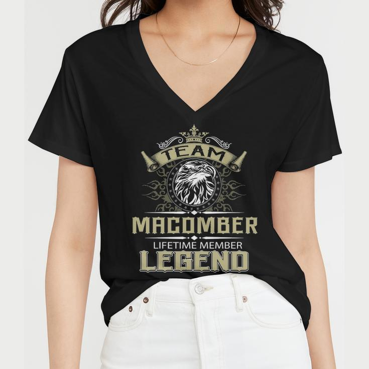 Macomber Name Gift Team Macomber Lifetime Member Legend Women V-Neck T-Shirt