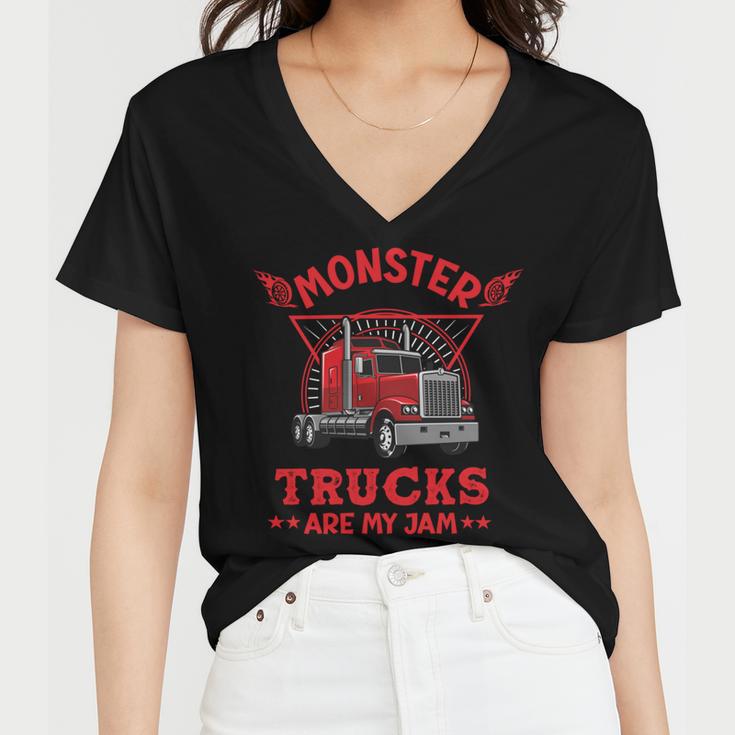 Monster Trucks Are My Jam Women V-Neck T-Shirt