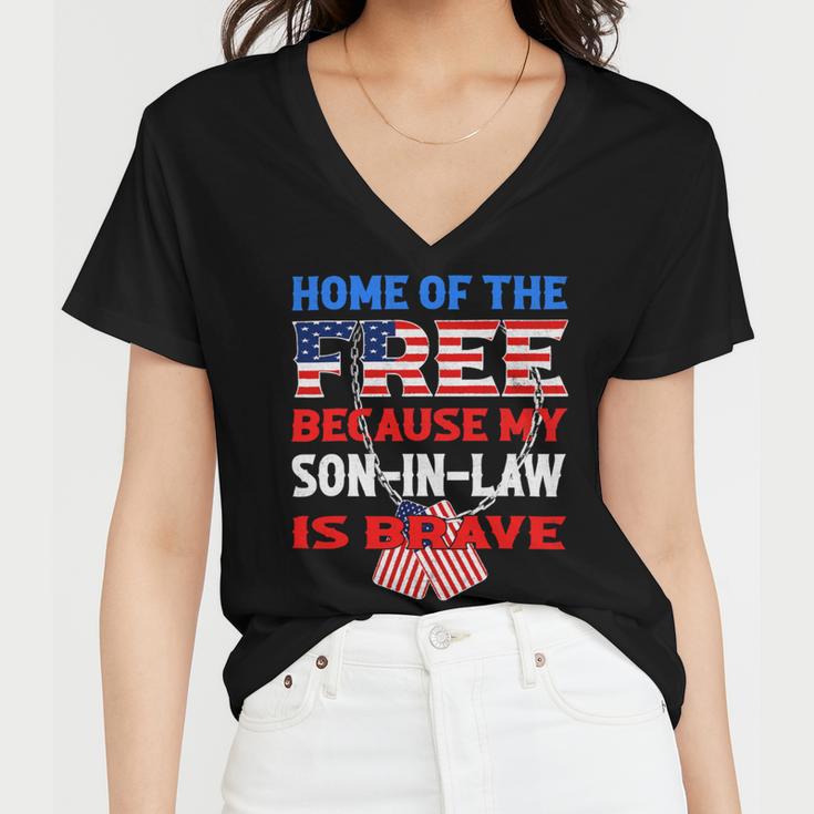 My Soninlaw Is Brave Home Of The Free 687 Shirt Women V-Neck T-Shirt