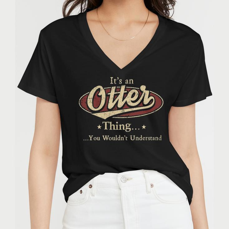 Otter Shirt Personalized Name GiftsShirt Name Print T Shirts Shirts With Name Otter Women V-Neck T-Shirt