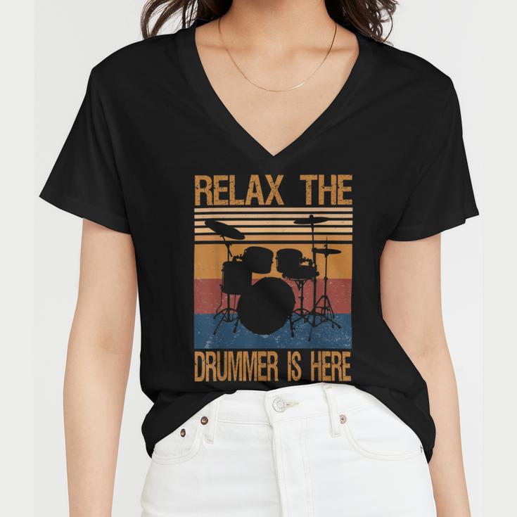 Relax The Drummer Here Women V-Neck T-Shirt