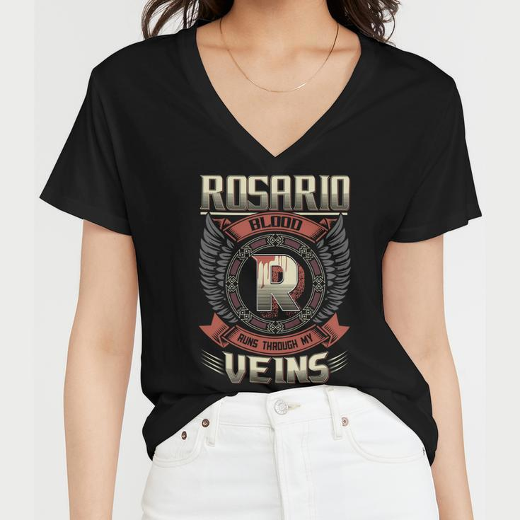 Rosario Blood Run Through My Veins Name V2 Women V-Neck T-Shirt